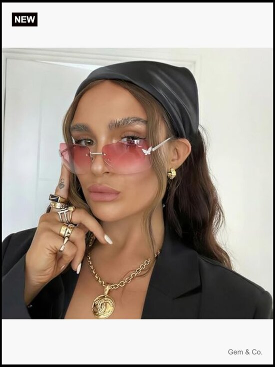 Trendy Rimless Y2K Square Sunglasses UV400 Protection main image 4